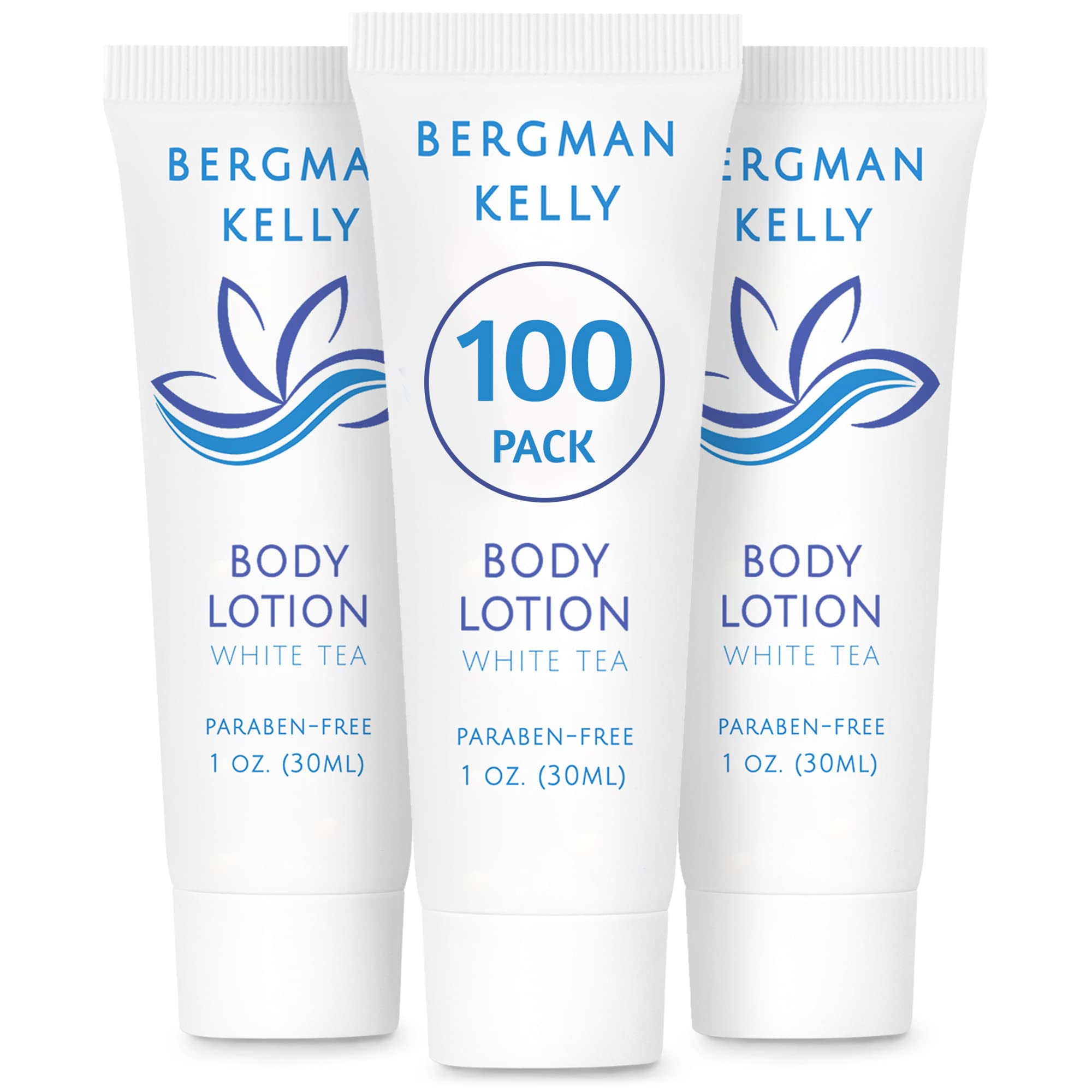 BERGMAN KELLY travel-size lotion 1oz white-tea tubes for hotel guest rooms
