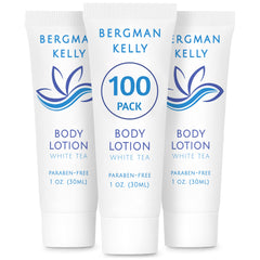 BERGMAN KELLY travel-size lotion 1oz white-tea tubes for hotel guest rooms