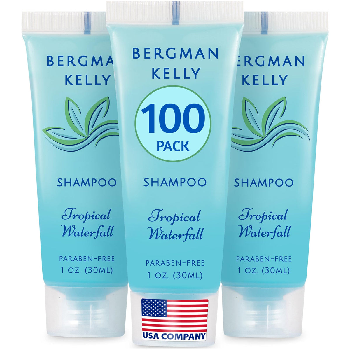 BERGMAN KELLY travel size shampoo bottle with Tropical Waterfall scent for guest rooms