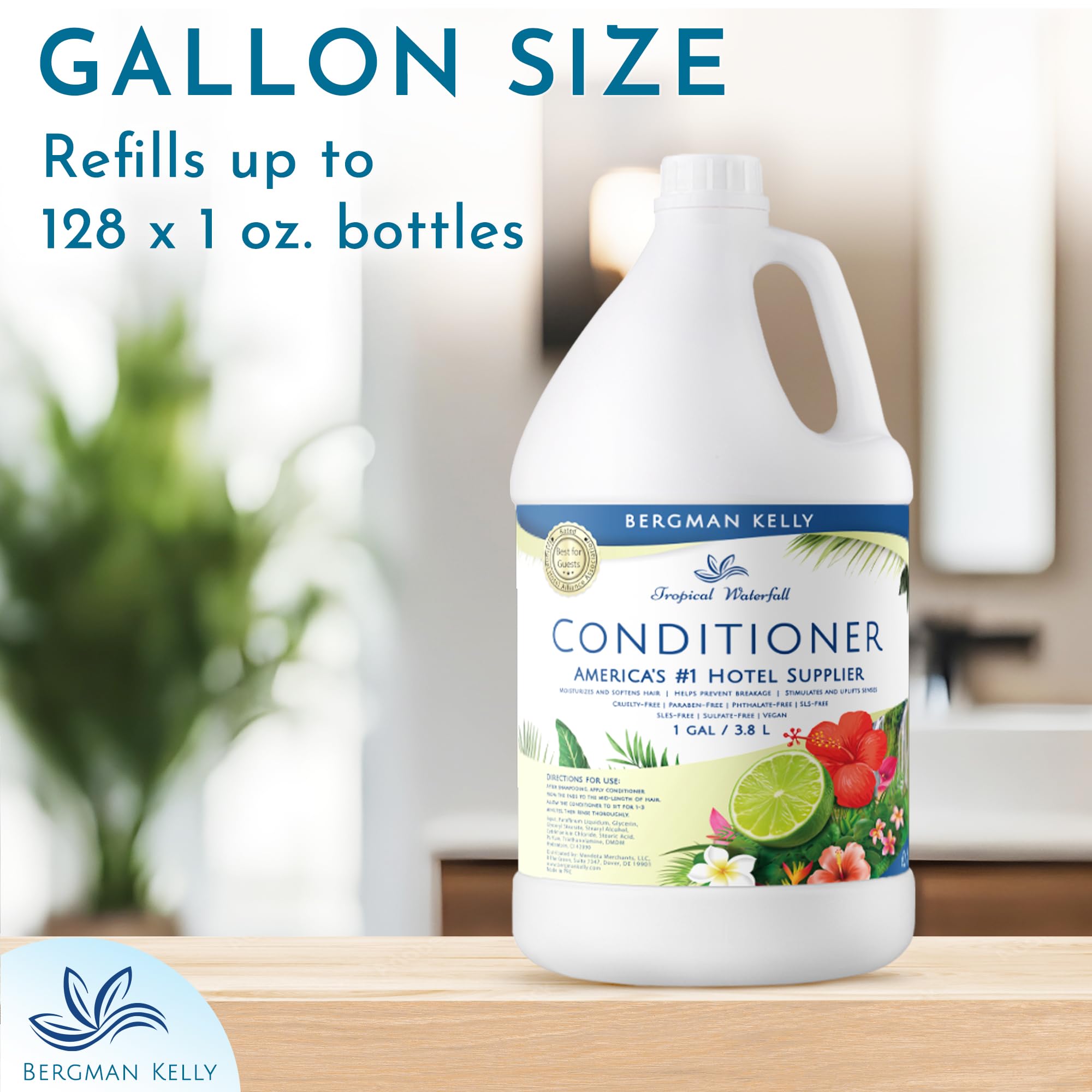 Tropical Waterfall conditioner pour inviting guests to use.