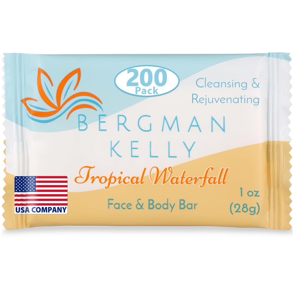 BERGMAN KELLY Tropical Waterfall 1oz soap bar, compact travel size for guestrooms.