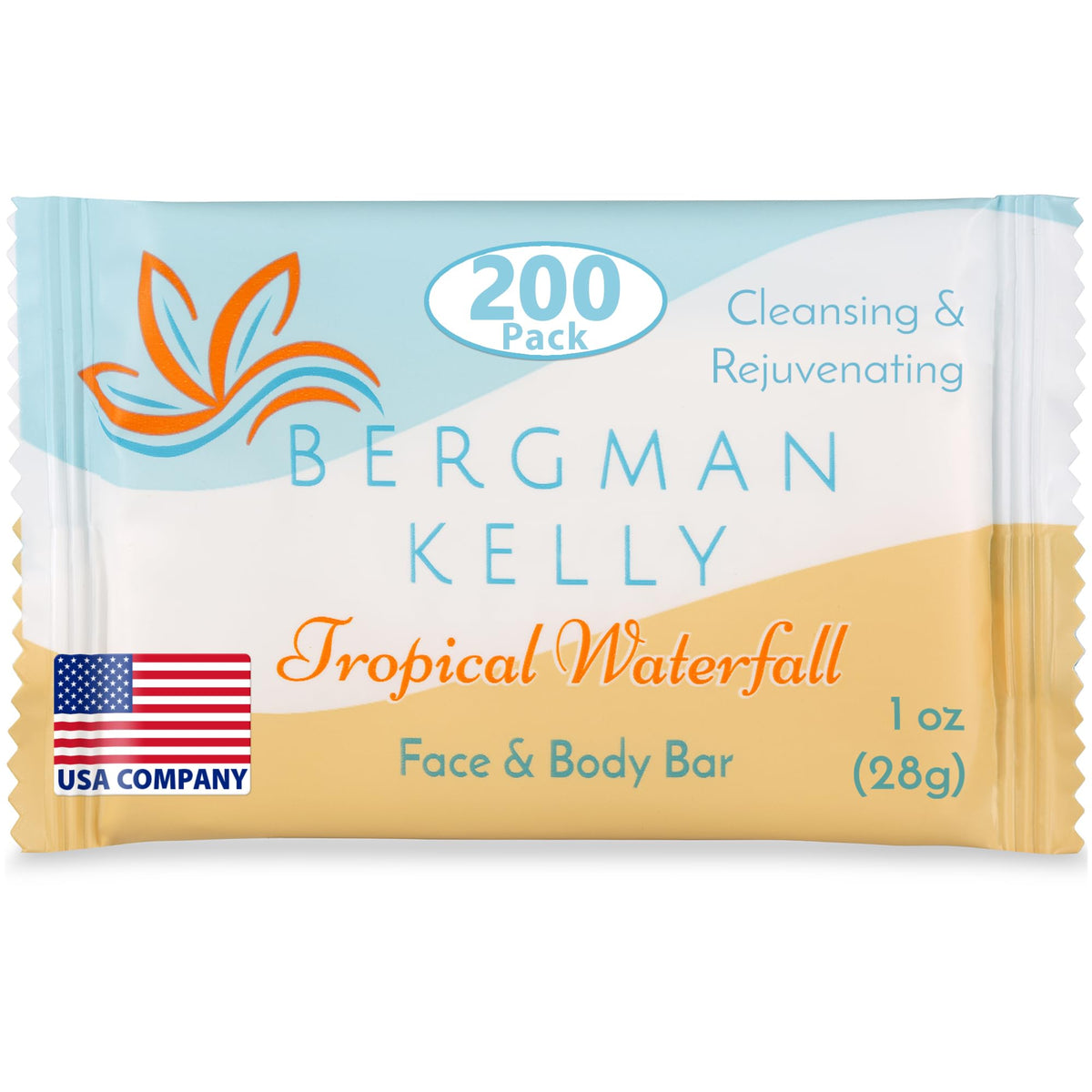 BERGMAN KELLY Tropical Waterfall 1oz soap bar, compact travel size for guestrooms.