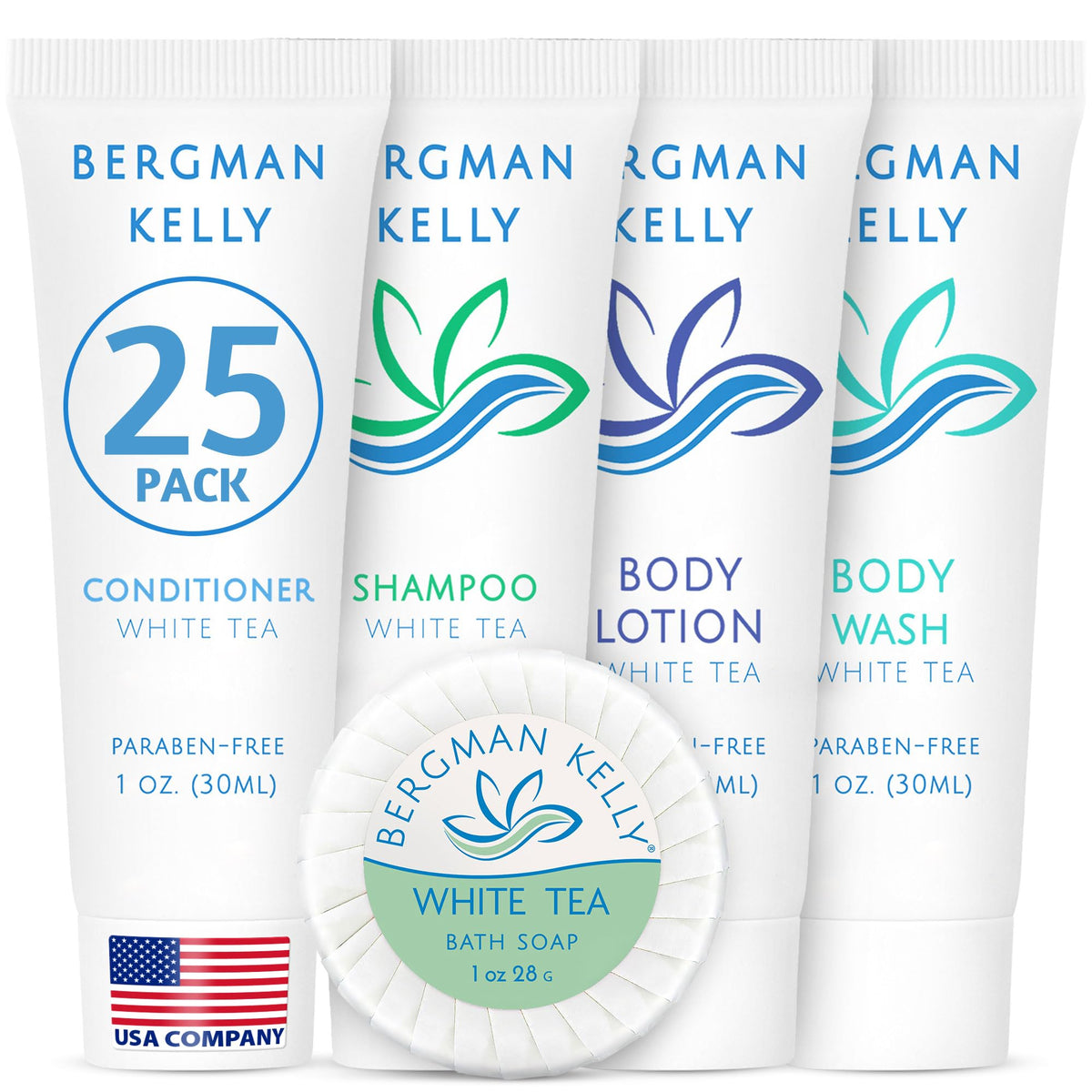BERGMAN KELLY white tea soap 1oz bar for hotel guest rooms, offering refreshing cleanliness.
