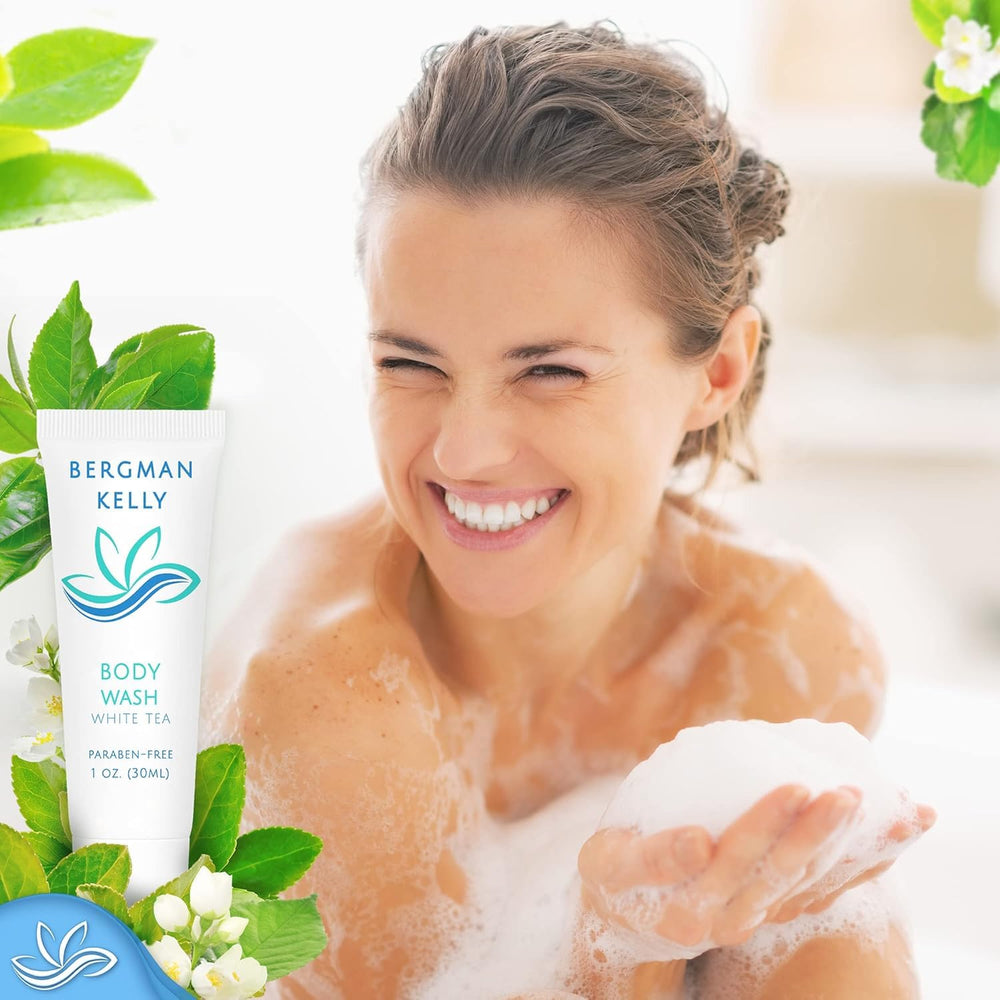 Bergman Kelly body lotion bottle, 1 oz, for guest comfort.
