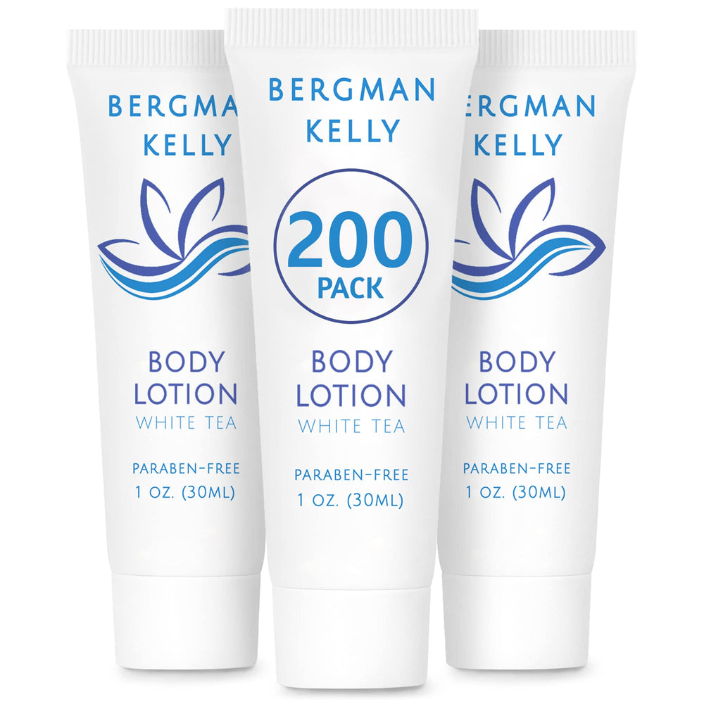 BERGMAN KELLY white tea scented lotion bottle offers a refreshing guest experience.