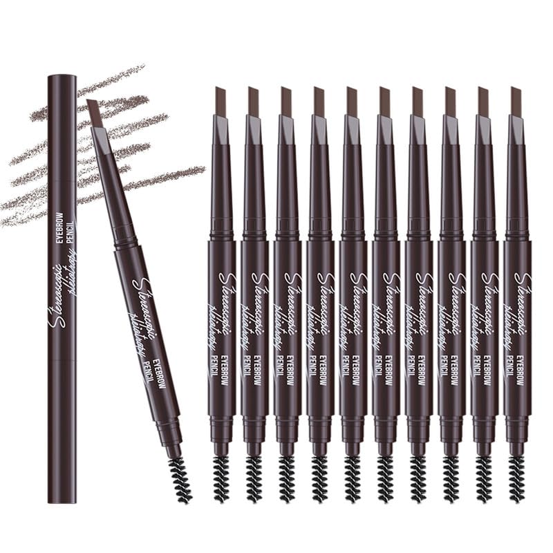 Berinist 12pcs dark brown eyebrow pencils packaging for on-the-go grooming.