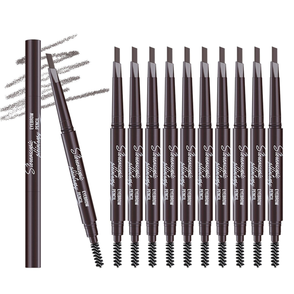 Berinist eyebrow pencil set packaging showing 12 pencils for quick brow routine