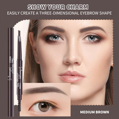Berinist dual-end eyebrow pencil highlighting precise outline and blending brush