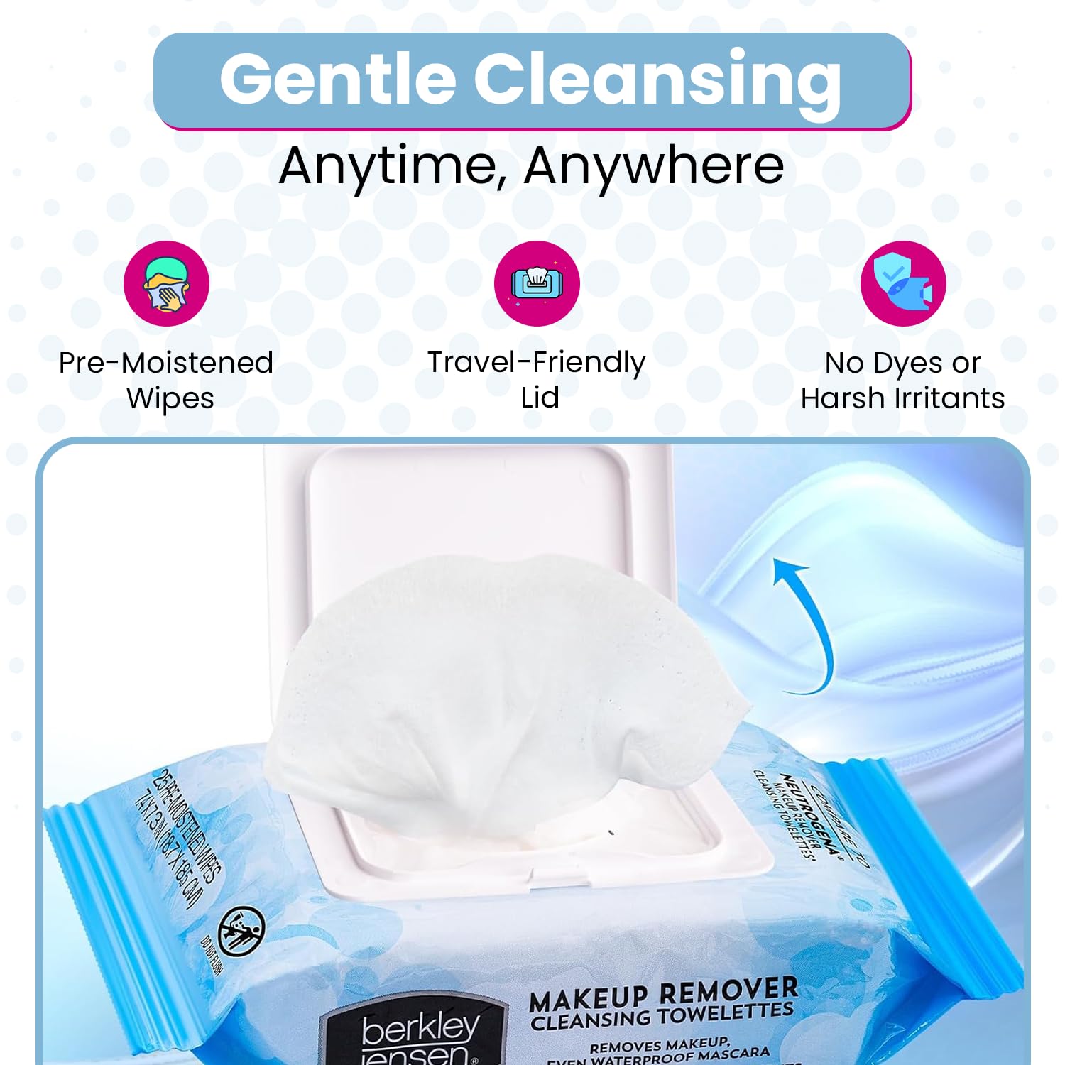 Berkley Jensen Makeup Remover Wipes dermatologist-tested formula is hypoallergenic