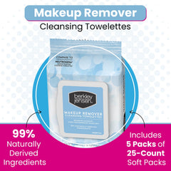 Berkley Jensen Makeup Remover Wipes close-up shows soft towelettes for gentle cleansing