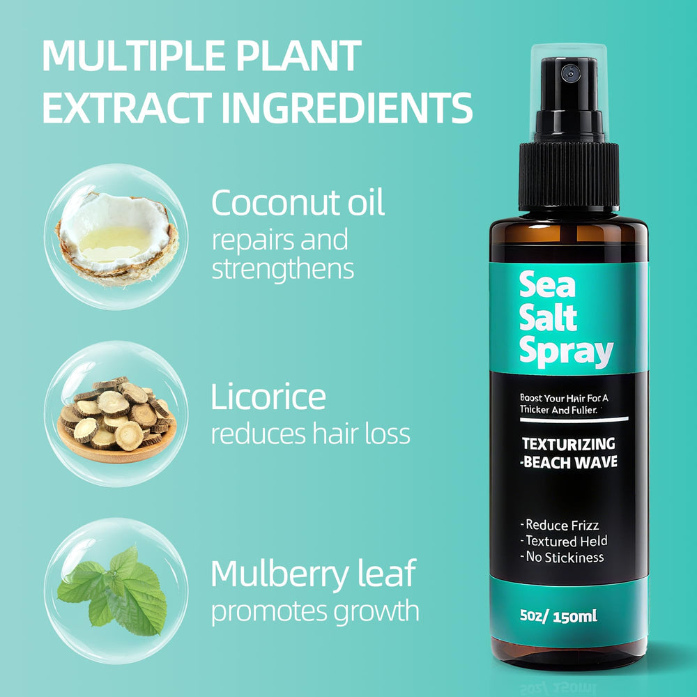Berlaney Sea Salt Spray on wet hair creates voluminous beachy texture.
