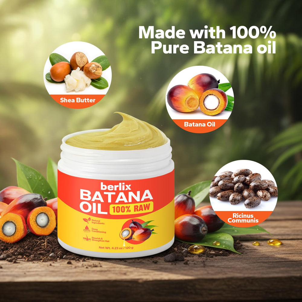 Berlix Batana Oil Paste applied to hair ends for smoother, hydrated strands.