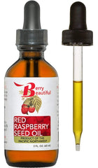 Berry Beautiful Raspberry Seed Oil in amber glass highlights unrefined quality