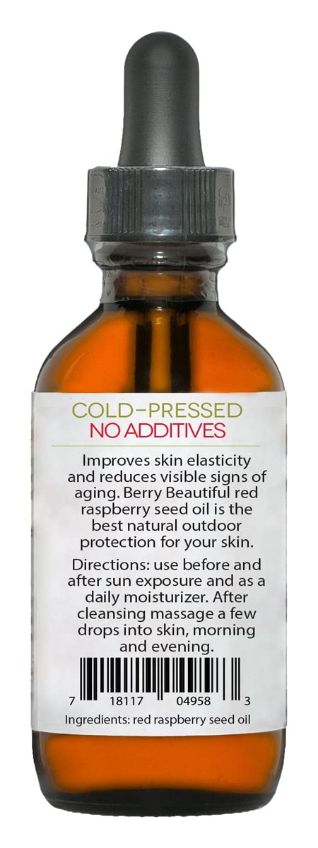 Berry Beautiful Raspberry Seed Oil farm-to-bottle visual communicates sustainability