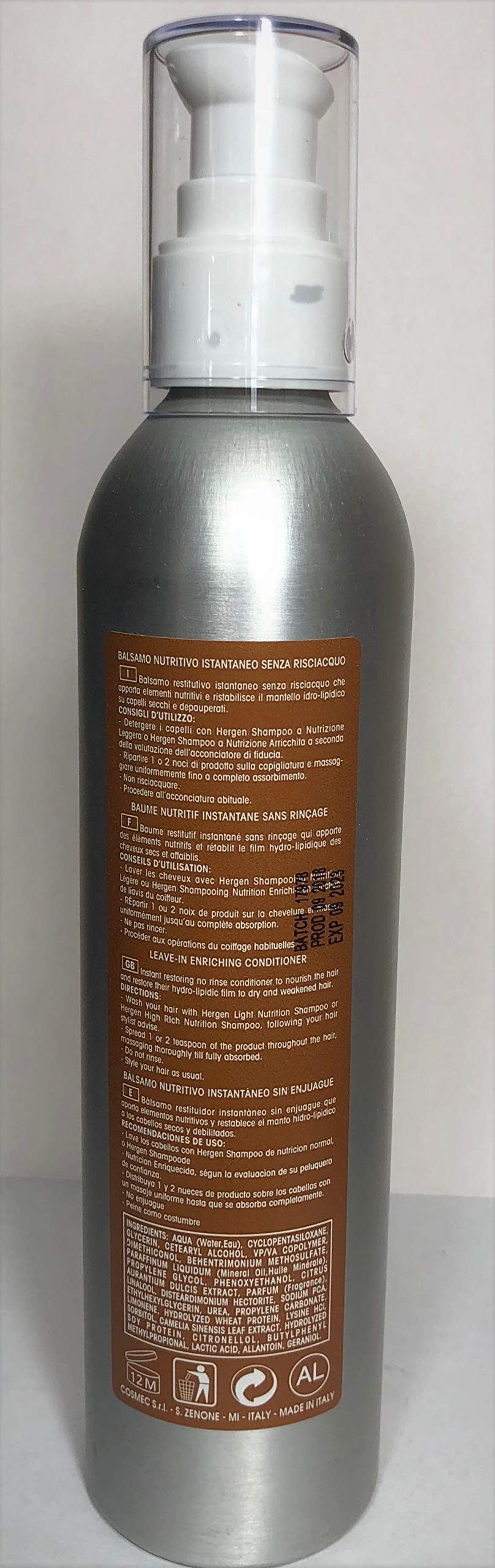 BES Hergen Gold Leave-In Enriching Conditioner texture image showing no-rinse convenience