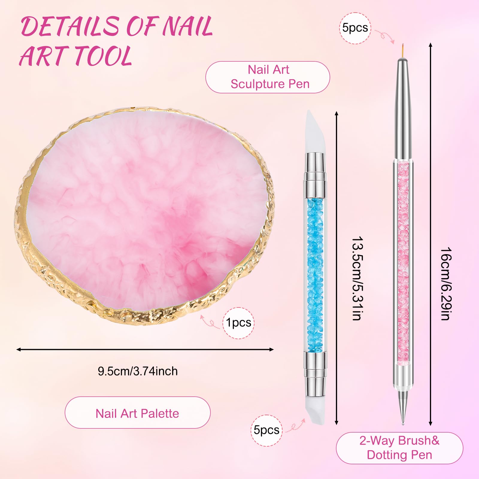 BESARME double-ended nail art brush with varied heads for precise lines