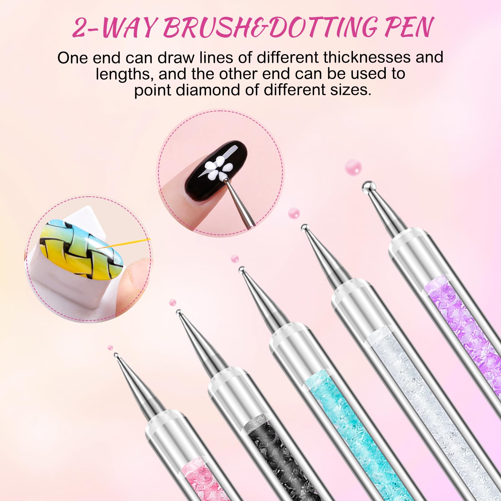 BESARME double-ended nail art brush for bold patterns and lines