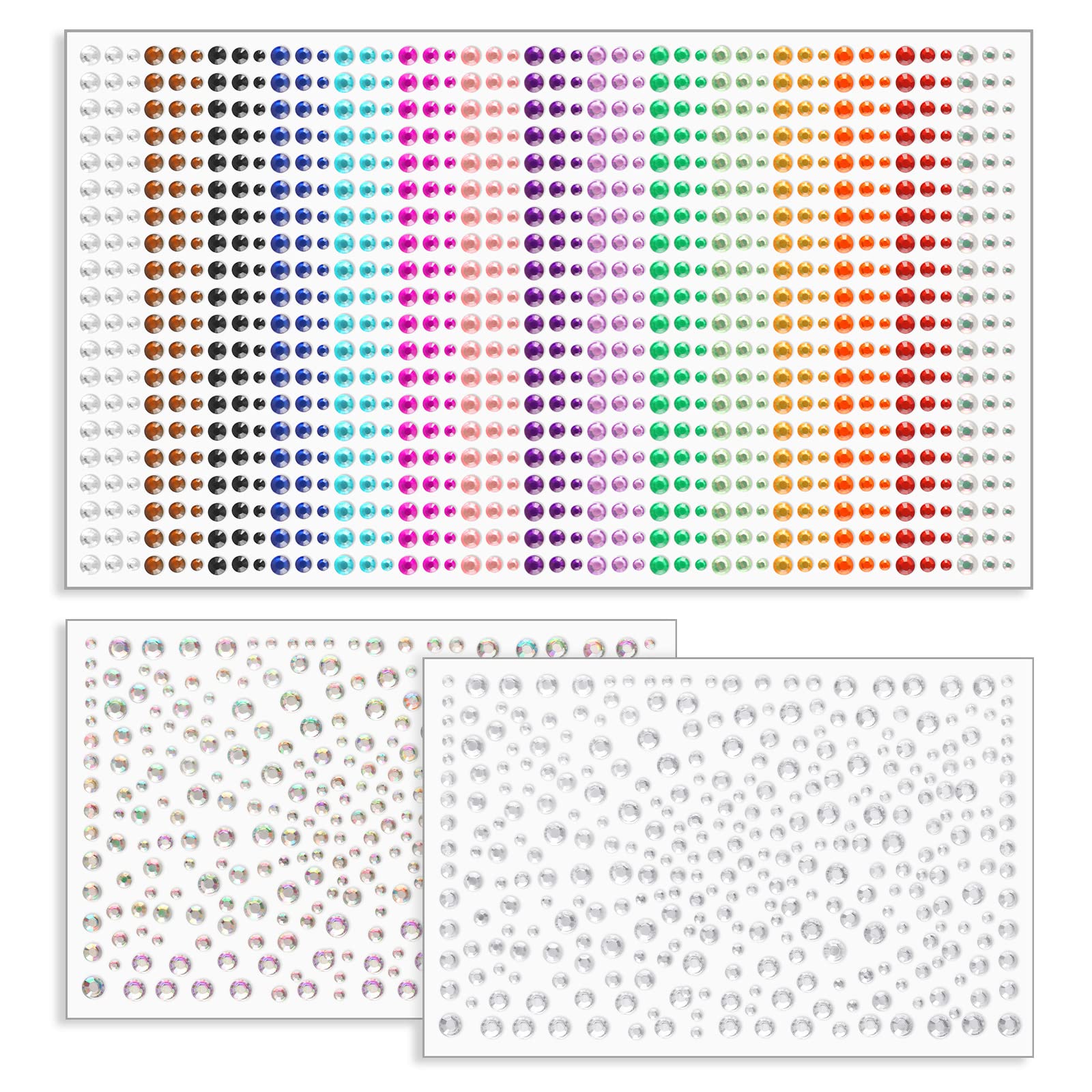 BESARME self-adhesive face gems 3-6mm rainbow set for quick bridal sparkle.