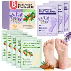 Besnel foot peeling mask in use removes dead skin for smoother feet.