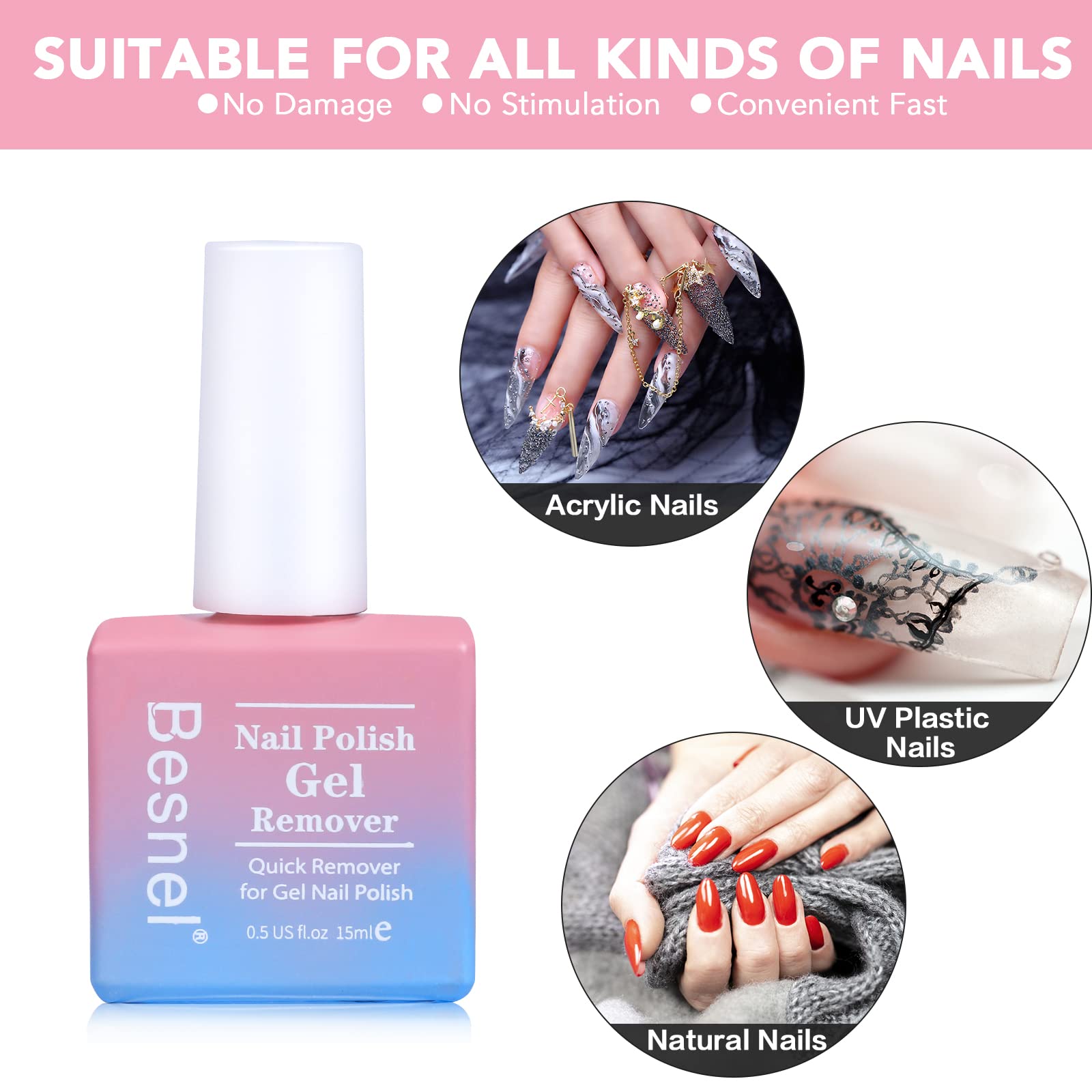 BESNEL triangle-head nail pushers aiding safe lifting of gel.