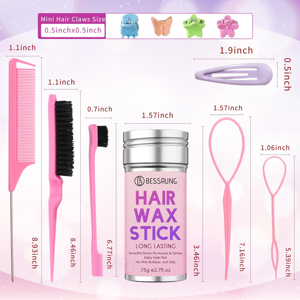 Bessrung rat-tail comb and edge brush for precise styling.