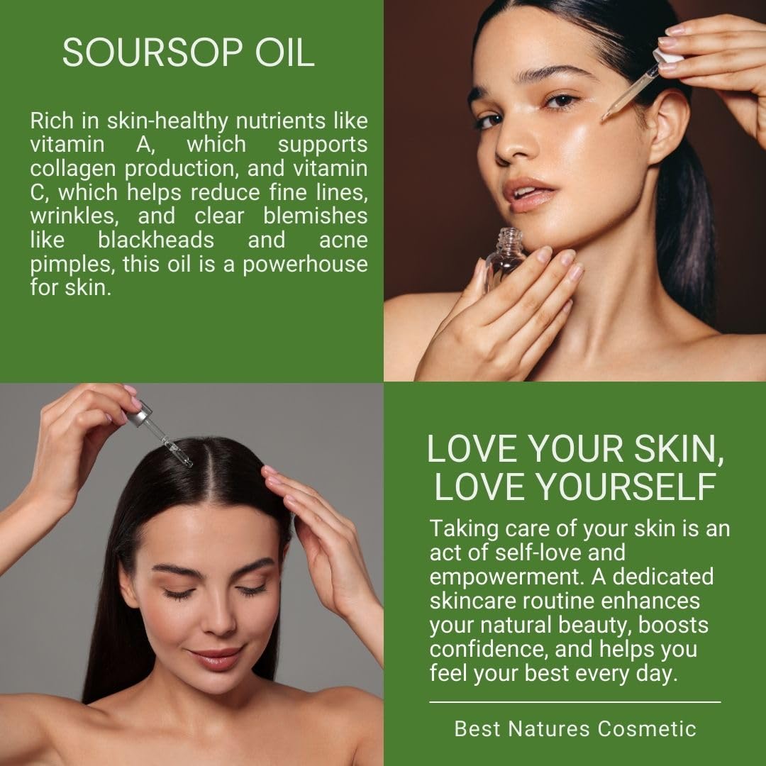 Best Nature's Cosmetics Soursop Oil small-batch packaging signals quality.