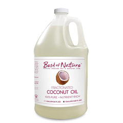 Best of Nature fractionated coconut oil gallon bottle for smooth, non-greasy hydration.