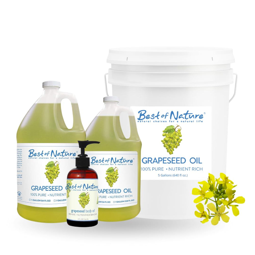 Best of Nature grapeseed oil spa-use scene shows versatile treatment base.