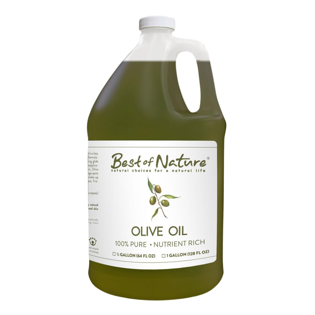Best of Nature Olive Oil bottle pour for smooth massage prep.