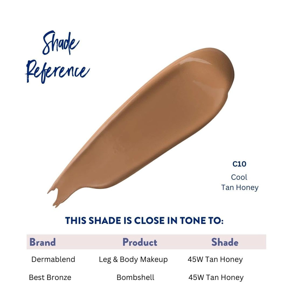 BestBronze shade C10 Tan Honey blends with warm skin tones for leg coverage.