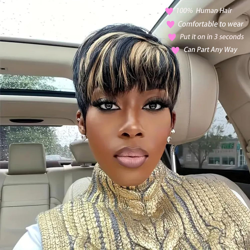 Besteffie Pixie Cut Wig back view reveals balanced volume and movement.