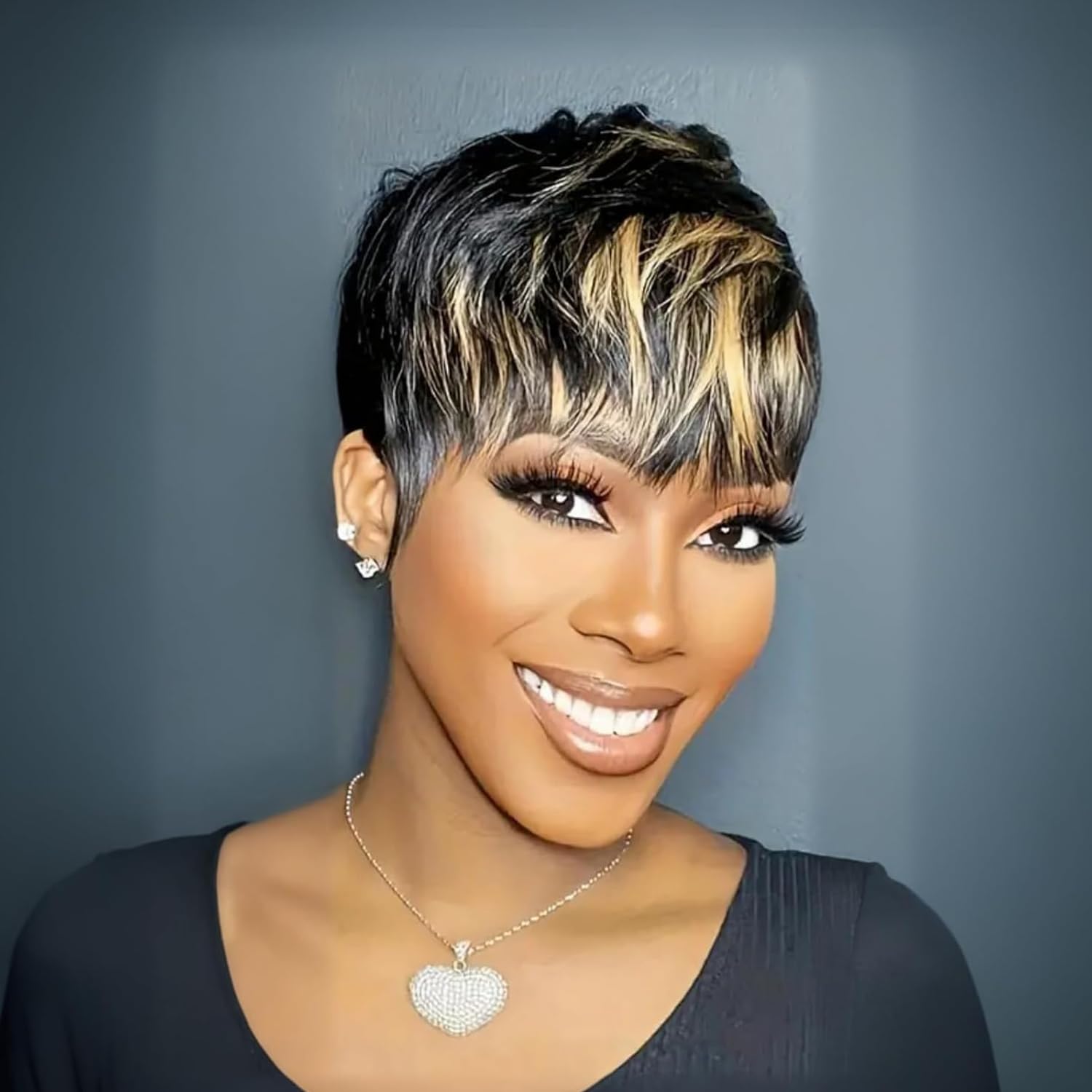Besteffie Pixie Cut Wig side view shows sleek, layered silhouette for daily wear.