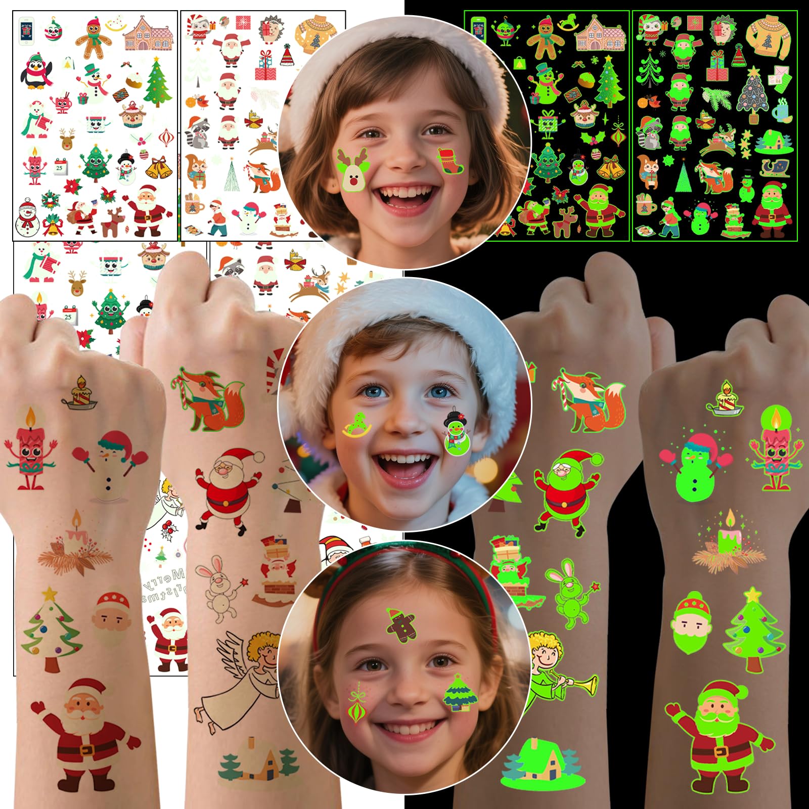 BestiePal luminous tattoos assorted designs glow, easy to remove after play