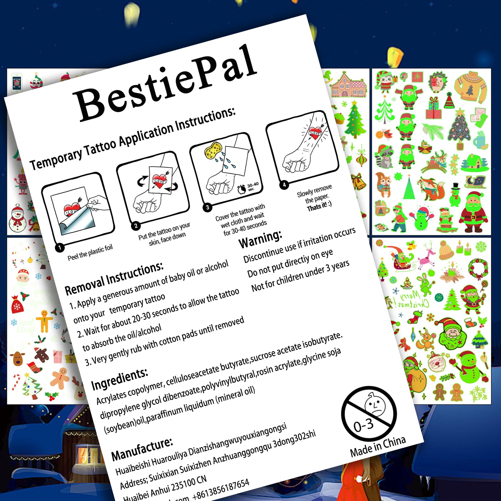 BestiePal luminous tattoos pre-cut sheets for simple sharing