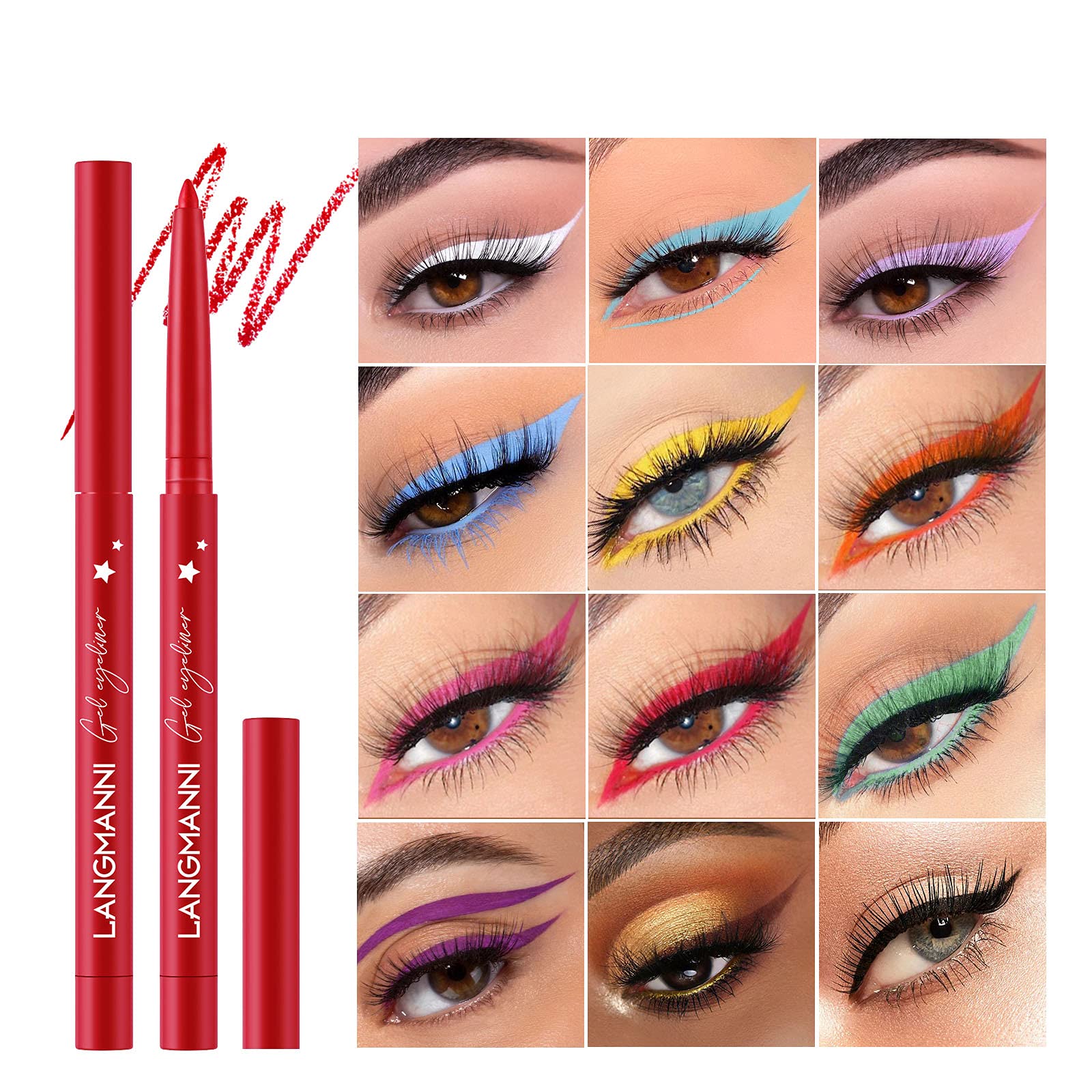 BestLand 12 Colors Eyeliner Set soft glide formula enables effortless liner and winged looks.