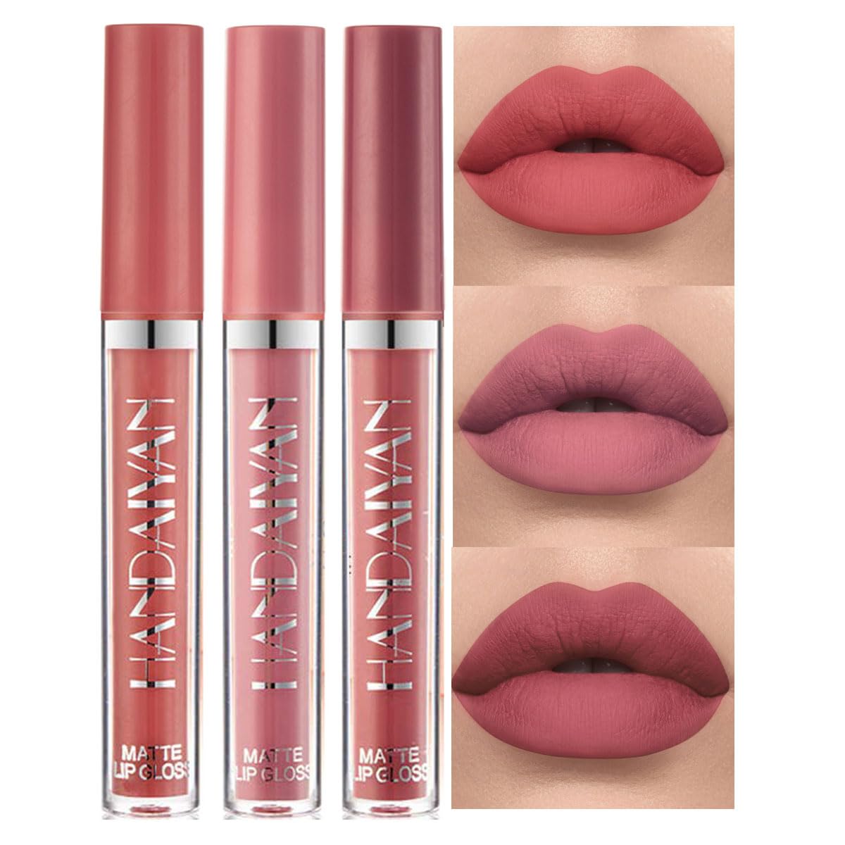 BestLand 3Pcs Matte Lipstick Soft Peach swatches show creamy pigment for daily wear