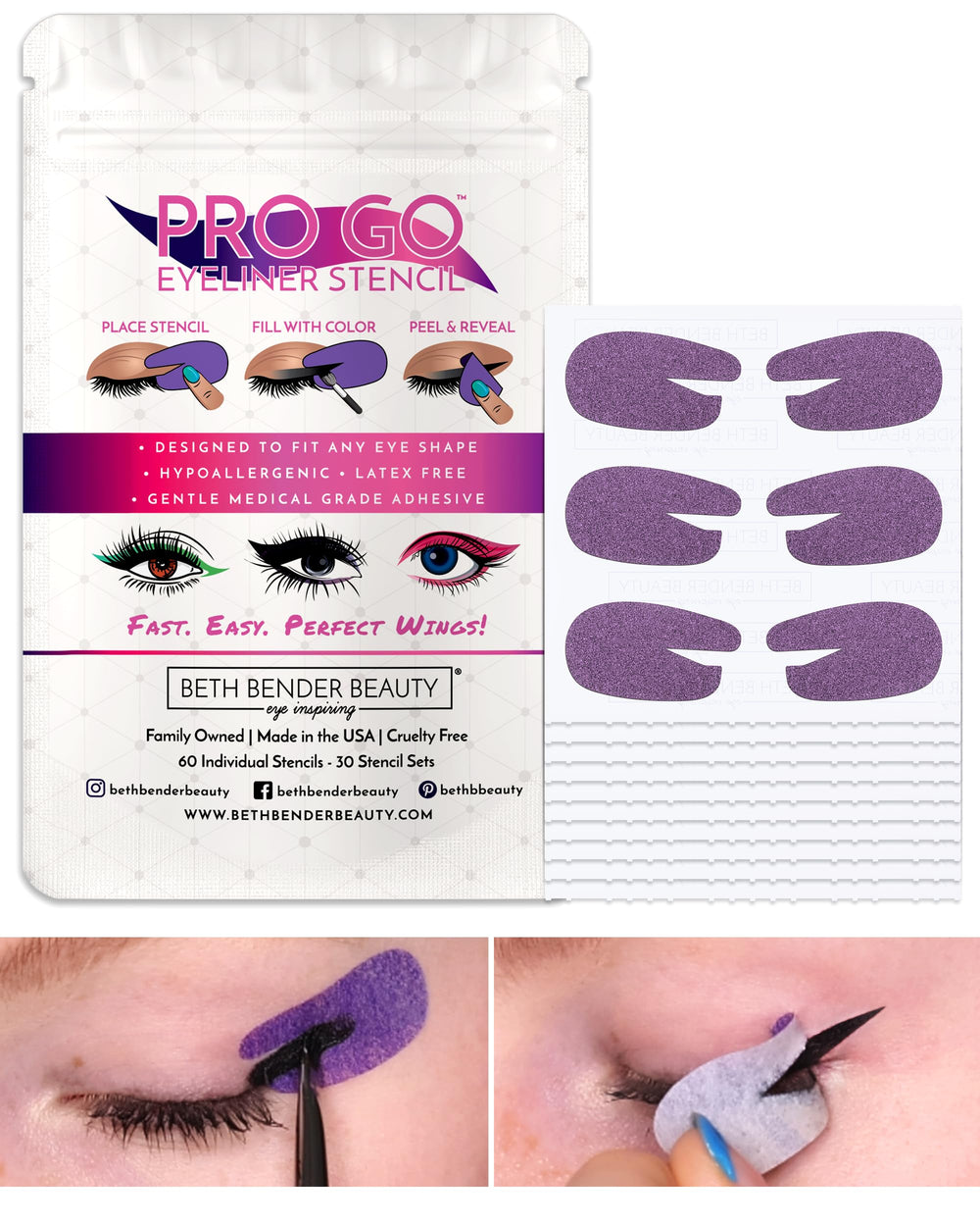 Beth Bender Beauty Pro Go Eyeliner Stencil cat-eye precision for flawless symmetry.