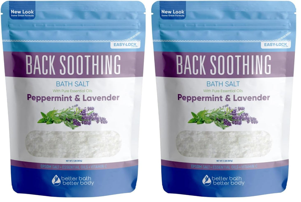 Better Bath Better Body BPA-free pouch holds back soothing bath salt for easy storage