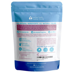 Better Bath Better Body epsom salt with geranium and lavender oils ready for a soothing soak.