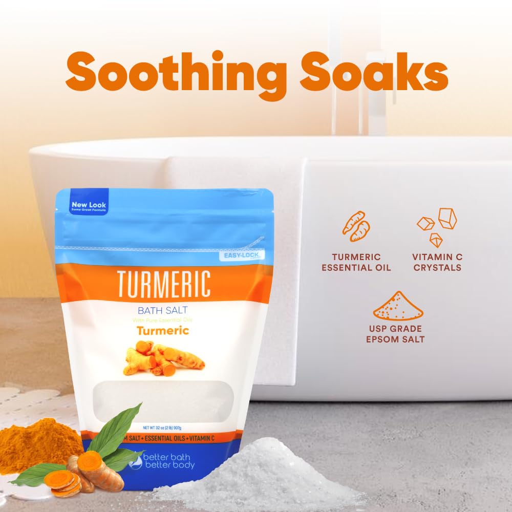Better Bath Better Body turmeric-cinnamon-orange aroma fills the bathroom during soak.