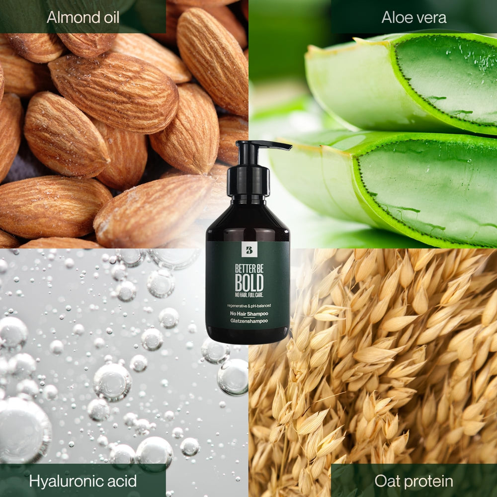 BETTER BE BOLD No Hair Shampoo aloe vera infusion soothing sensitive skin.