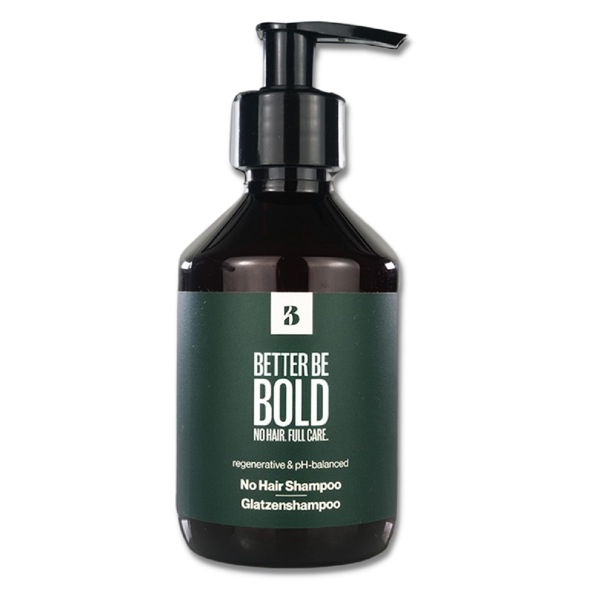 BETTER BE BOLD No Hair Shampoo bottle top view for gentle cleansing on bald scalps.