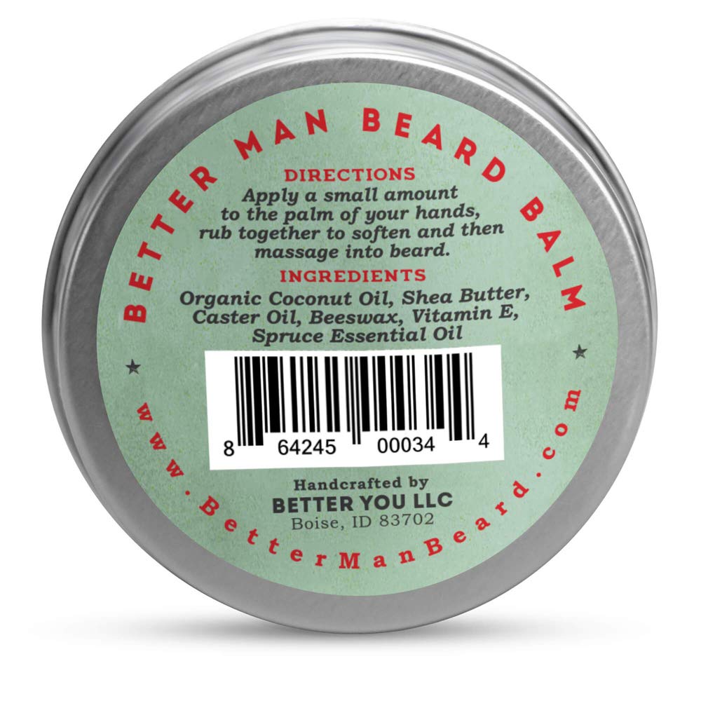 Application of BETTER MAN BEARD Spruce Balm shows quick absorption and smooth beard.