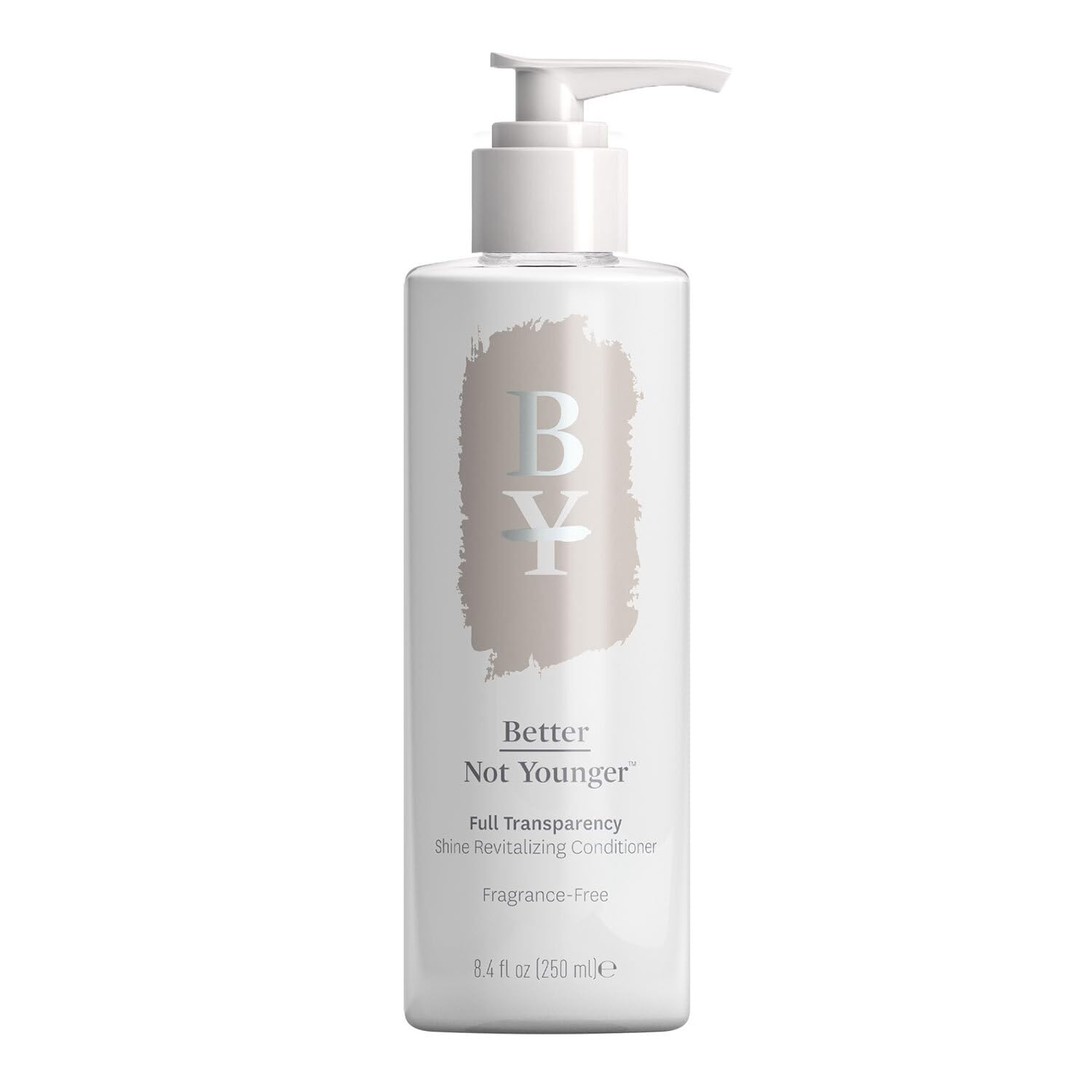 Better Not Younger fragrance-free conditioner bottle shows lightweight moisture for aging hair