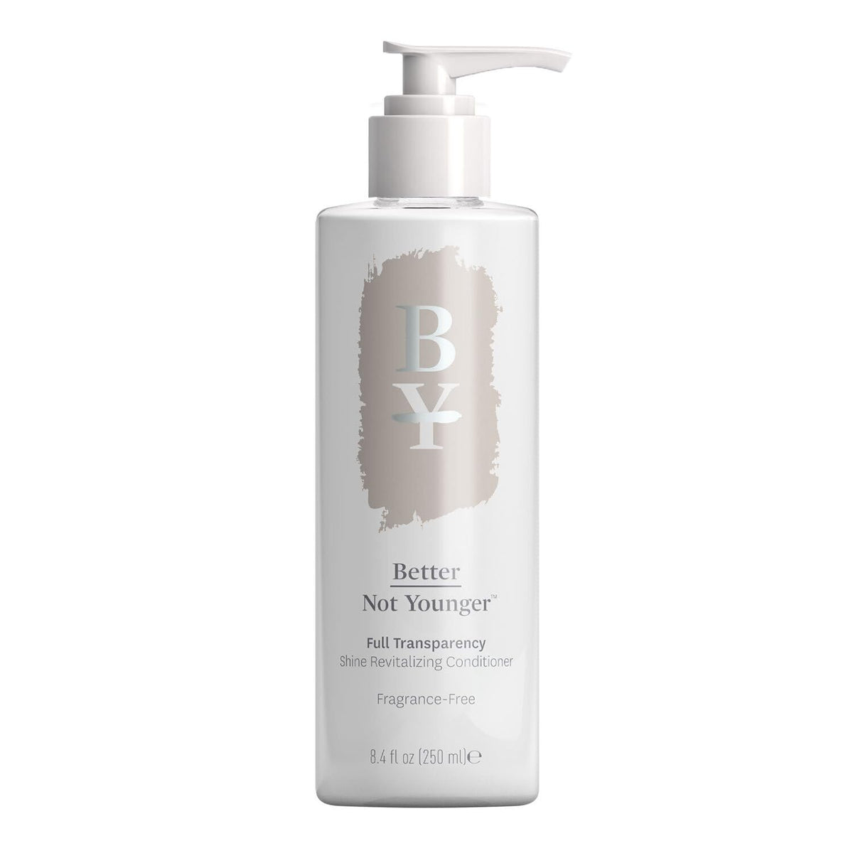 Better Not Younger fragrance-free conditioner bottle shows lightweight moisture for aging hair