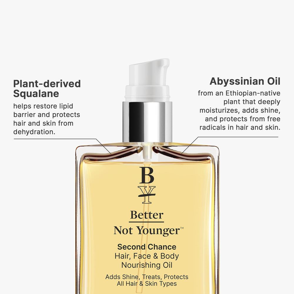 Better Not Younger Nourishing Oil skin detail reveals non greasy hydration