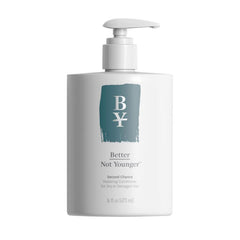 Better Not Younger Second Chance Conditioner bottle pouring for moisture and shine