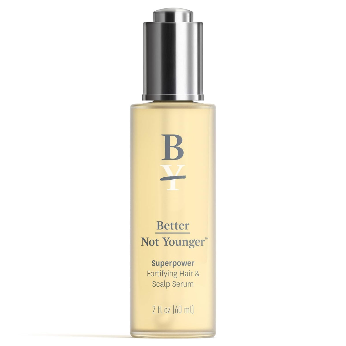 Better Not Younger serum drops on scalp for daily use and density support.