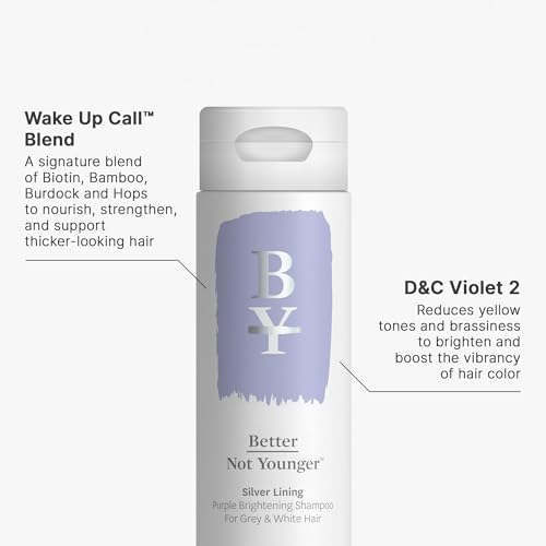 Foam lather from Better Not Younger Silver Lining Shampoo neutralizing brassiness during wash