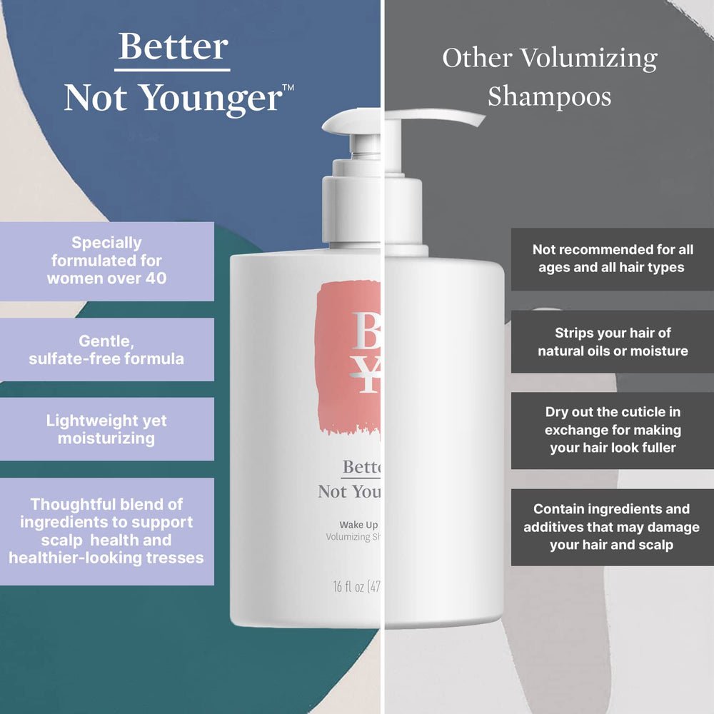 Color-safe and sulfate-free Wake Up Call packaging highlights clean formula.